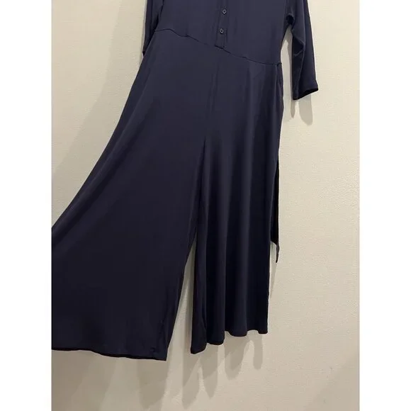 BODEN Beatrice Jersey Jumpsuit Size 8P Navy pockets Stretch Long Sleeves Belt - Picture 11 of 16